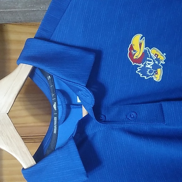 Men's Adidas Kansas Jayhawks Football Polo Shirt - Picture 6 of 10